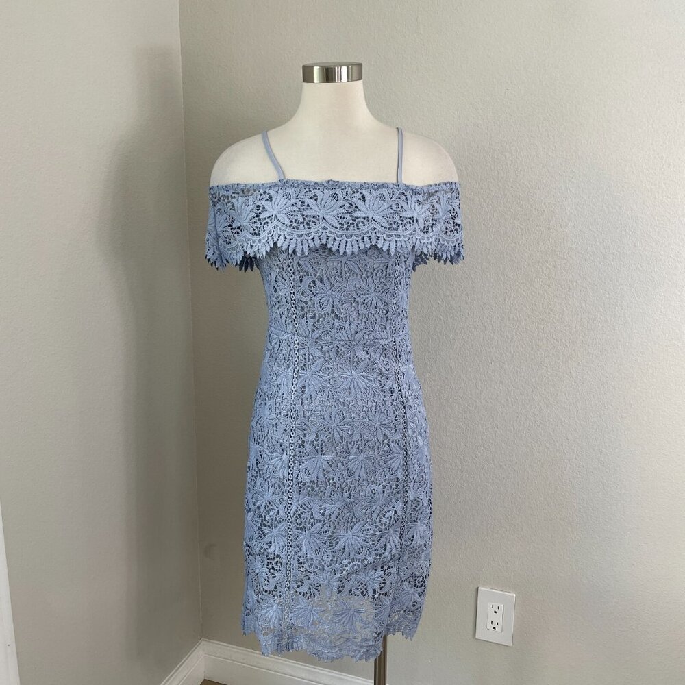 J.O.A. Revolve Womens Small Lavender Lace Overlay Off The Shoulder Dress